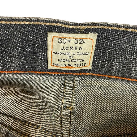 J Crew Vintage Slim Jeans 30x32 Black Wash Denim Handmade in Canada 100% Cotton - Picture 2 of 10